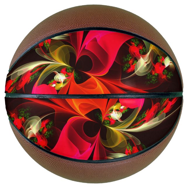 Ballon De Basket Rouge Vert Floral Moderne Art Abstrait Motif #02 (Devant)