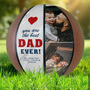 Ballon De Basket Rustique Bois meilleur papa Coeur rouge Photo de l