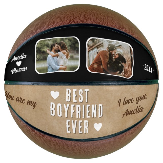 Ballon De Basket Rustique meilleur petit ami Jamais Coeur 2 Photos (Devant)