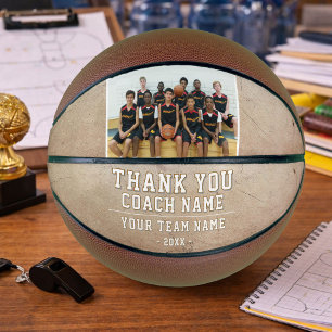 Ballon De Basket Rustique Merci Coach Nom de l'équipe et photo