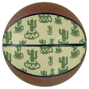 Ballon De Basket Silhouette de cactus succulent en tasses et pots