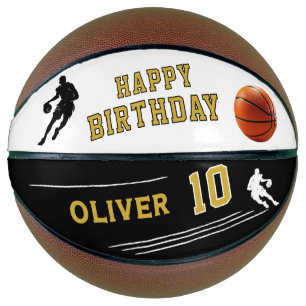 Ballon De Basket Silhouette de Joueur Personnalisée Joyeux Annivers