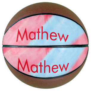 Ballon De Basket simple initial letter mongram add your name red b