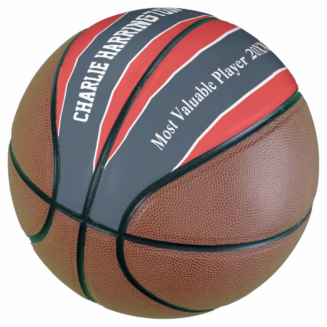 Ballon De Basket Stripes Motif nom personnalisé & texte basketball (Incliné)