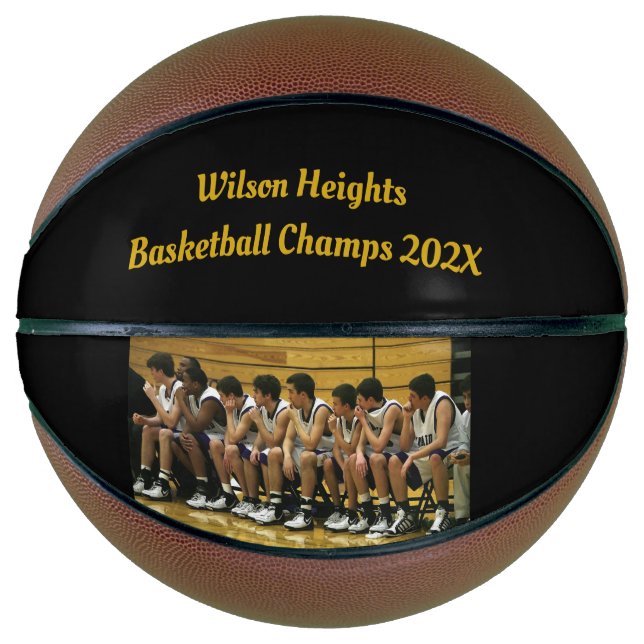 Ballon De Basket Team Photo Custom Text Champions de l'école (Devant)