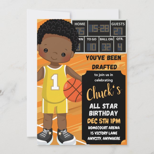 Ballon de basket | Toutes les étoiles | Invitation (Devant)
