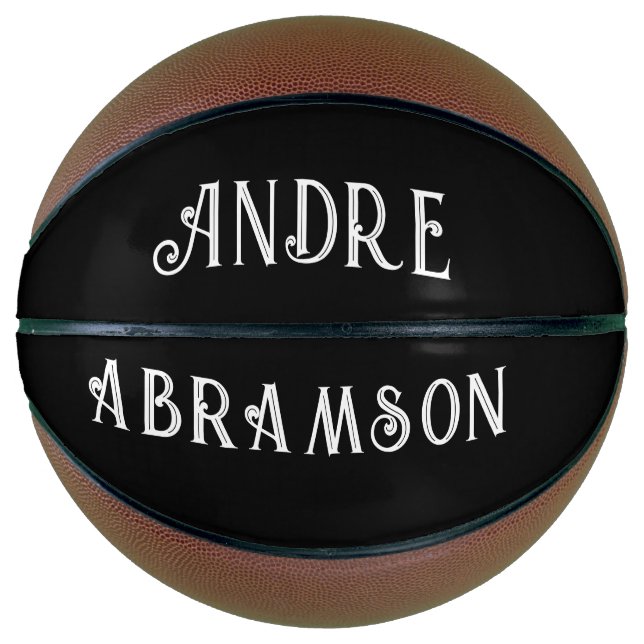 Ballon De Basket Type blanc personnalisé sur noir (Devant)