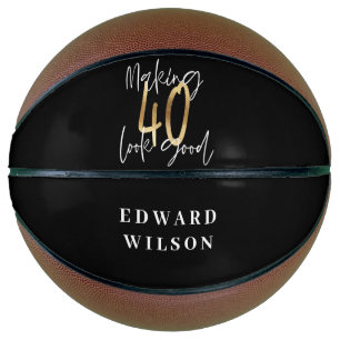 Ballon De Basket Typographie moderne noir et or 40e anniversaire