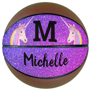 Ballon De Basket Unicorn Arc-en-ciel Purple Parties scintillant Enf