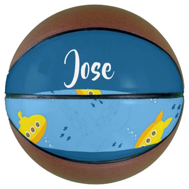 Ballon De Basket Yellow submarine and fish on blue (Devant)