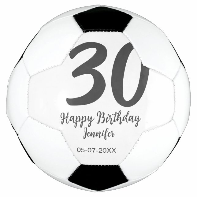 Ballon De Foot 30e anniversaire ajouter nom date année noir modèl (Devant)