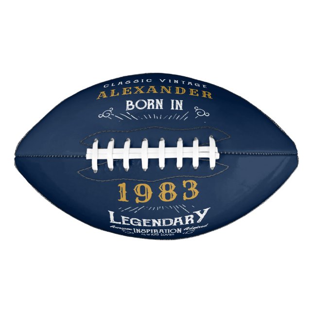 Ballon De Foot 40th Birthday 1983 Ajouter Nom Legend Blue Gold (Devant)