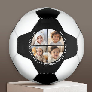 Ballon De Foot 4 photos en collage avec texte personnalisé incurv