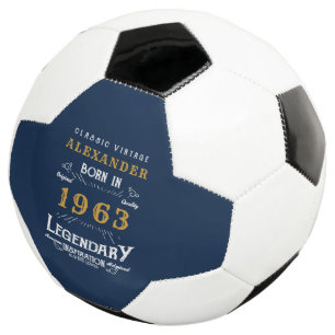 Ballon De Foot 60e anniversaire Né 1963 Nom du monogramme Légende