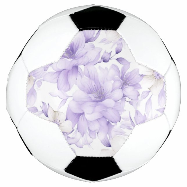 Ballon De Foot Aquarelle délicate Fleurs violettes (Devant)