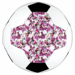 Ballon De Foot Aquarelle florale - Design abstrait rose et blanc
