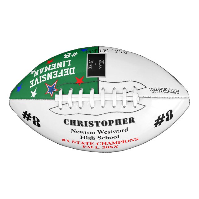Ballon De Foot Autographes Champions de l'école Green (Devant)