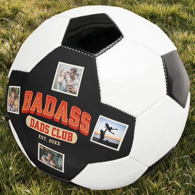 Ballon De Foot Badass Papa Club Retro Cool Photo Collage (Créateur téléchargé)