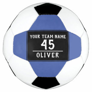 Ballon De Foot Balle de football bleu noir avec nom d'équipe