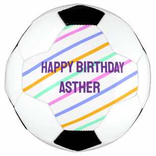 Ballon De Foot Bandes colorées heureux anniversaire ajouter nom c