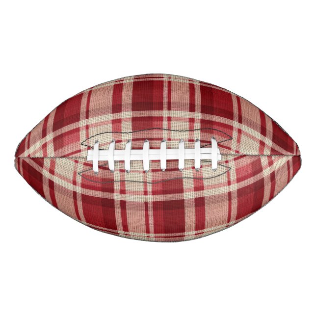 Ballon De Foot Bandes Plaid Crème Rouge (Devant)