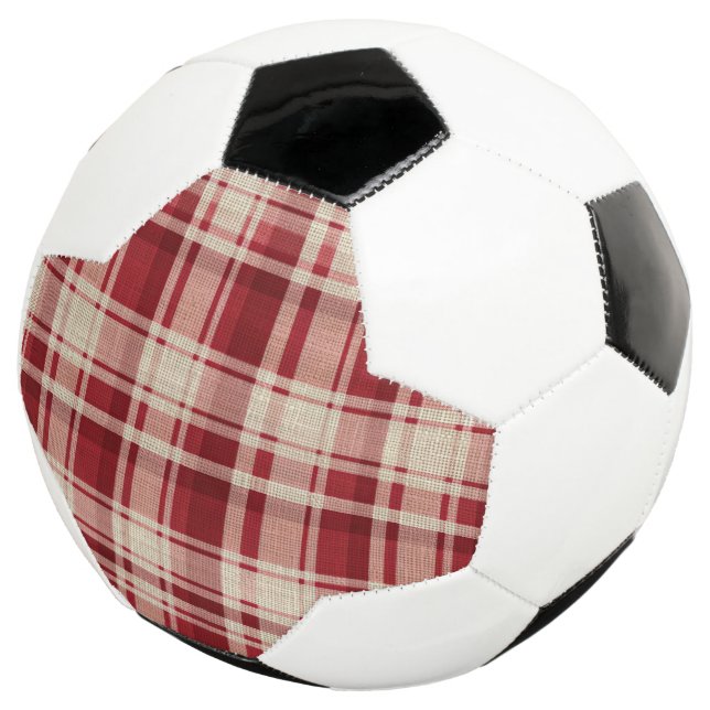 Ballon De Foot Bandes Plaid Crème Rouge (3/4)