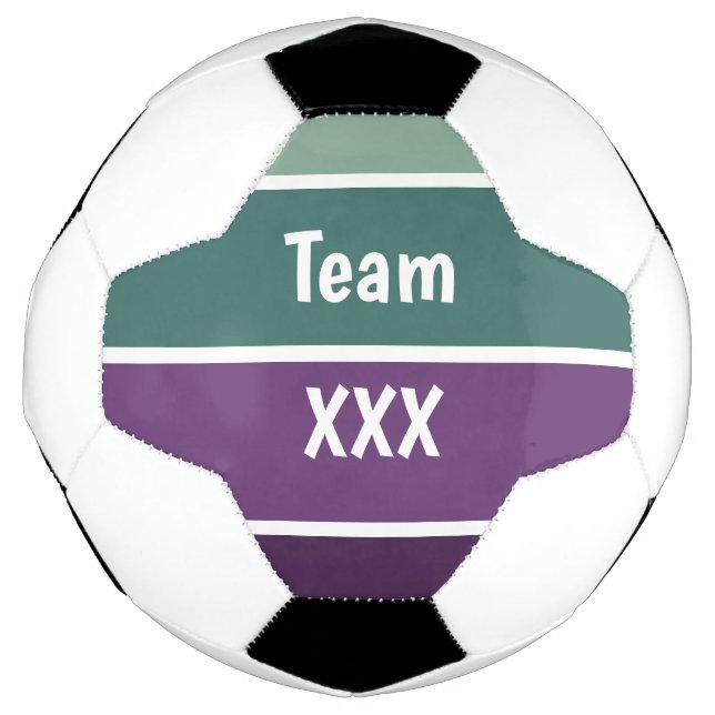 Ballon De Foot Bandes Vertes Et Violettes (Devant)