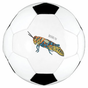 Ballon De Foot Barber pole grasshopper cartoon illustration 