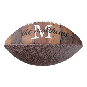 Ballon De Foot Barne en chêne rustique Monogramme Nom Script