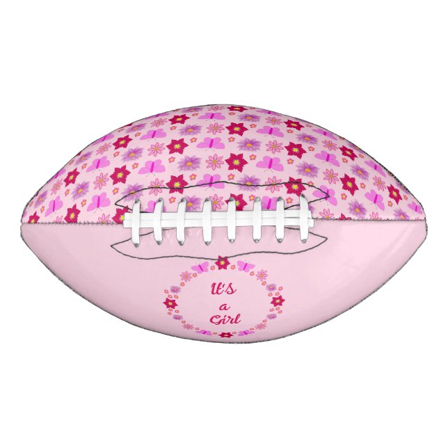 Ballon De Foot Bébé rose Papillons et fleurs personnalisés (Devant)