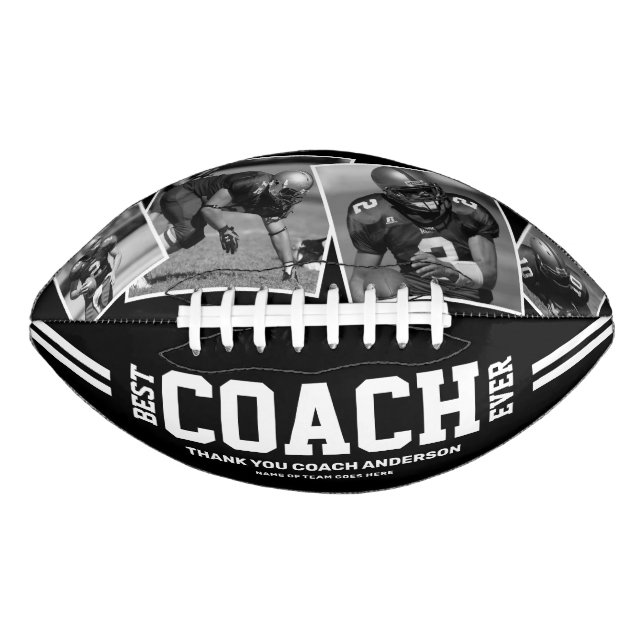 Ballon De Foot “Best Coach Ever” 4-Photo Team Collage (Devant)