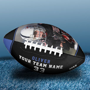 Ballon De Foot Black Blue Nom Numéro Équipe Photo Football