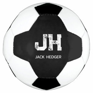 BALLON DE FOOT BLANC MINIMALISTE MONOGRAMME À DEUX LETTRES NOM NO