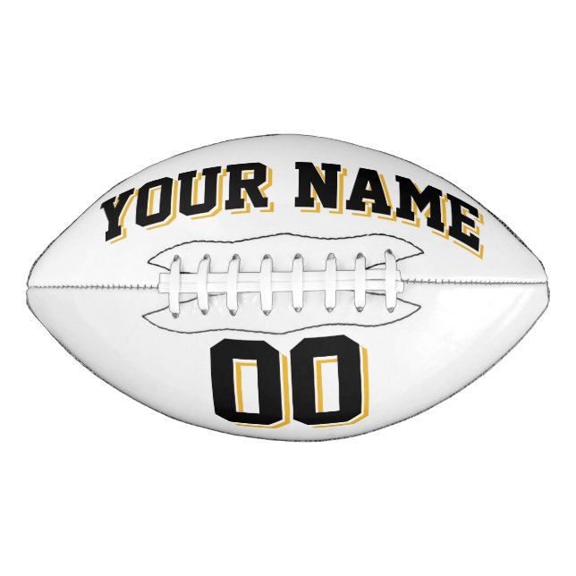 Ballon De Foot BLANC NOIR ET GOLD Custom Football (Devant)