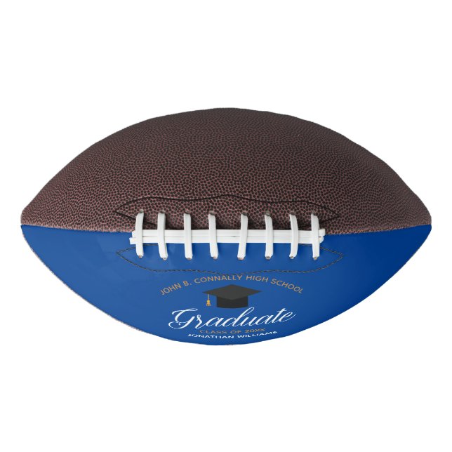 Ballon De Foot Bleu Graduation Custom Lycée Graduate (Devant)