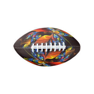 Ballon De Foot Blue Orange Floral Moderne Art Abstrait Motif #03