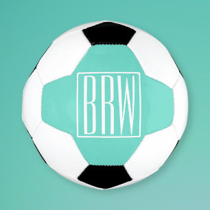 Ballon De Foot Bold Modern   White on aqua