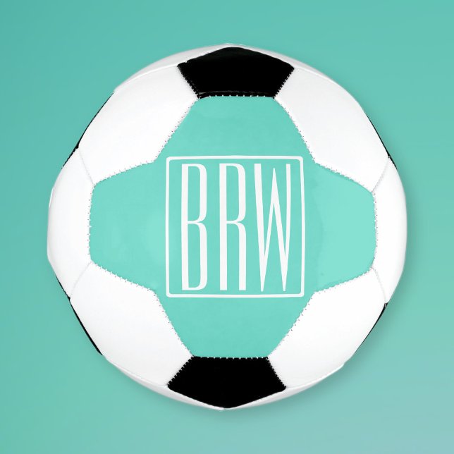 Ballon De Foot Bold Modern | White on aqua (Créateur téléchargé)