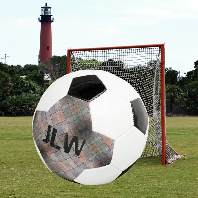 Ballon De Foot Boule de soccer en brique À damiers gris (Créateur téléchargé)