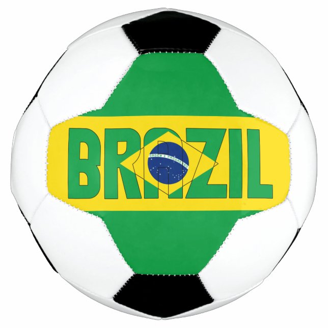 Ballon De Foot Brésil Drapeau vert Jaune Bleu Patriotique  (Devant)