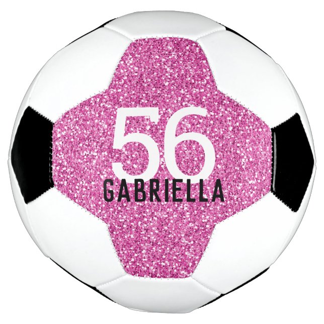 Ballon De Foot Bright Bubblegum Rose Sparkly Numéro et nom (Tourné)