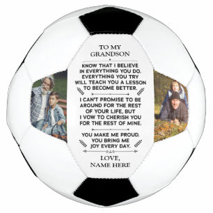 Ballon De Foot Cadeau personnalisé à mon petit-fils avec 2 phot