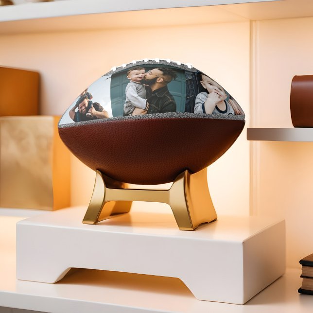 Ballon De Foot Cadeau Pour Meilleur Papa Jamais Rustique 3 Photo  (Gift For Best Dad Ever Rustic 3 Photo Collage Football)