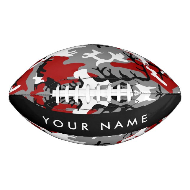 Ballon De Foot Camouflage rouge et gris Votre nom Personnaliser (Devant)