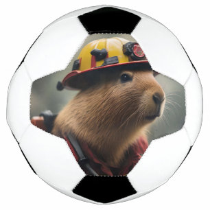 Ballon De Foot "Capybara à la Secourt : Pompier Extraordinair