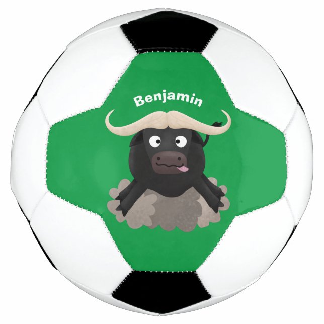 Ballon De Foot Caricature amusante de buffle d'eau courante (Devant)