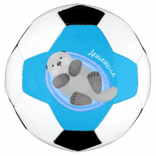 Ballon De Foot Caricature bleu loutre de mer joyeux