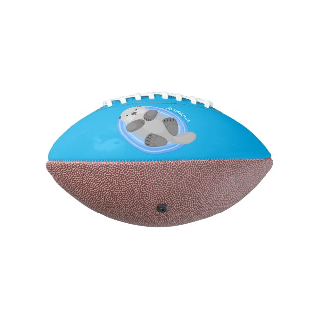 Ballon De Foot Caricature bleu loutre de mer joyeux (Tourné à 270°)