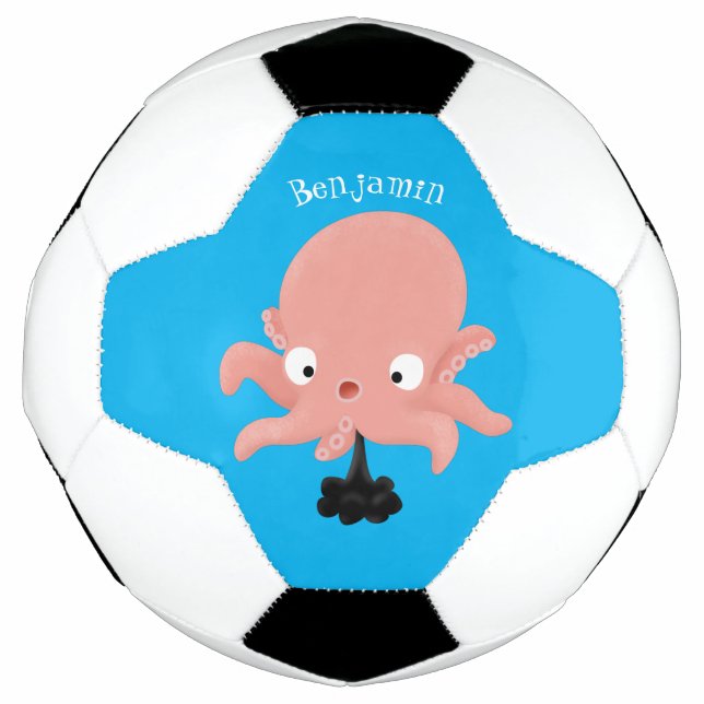 Ballon De Foot Caricature de bébé pieuvre rose mignonne humour (Devant)