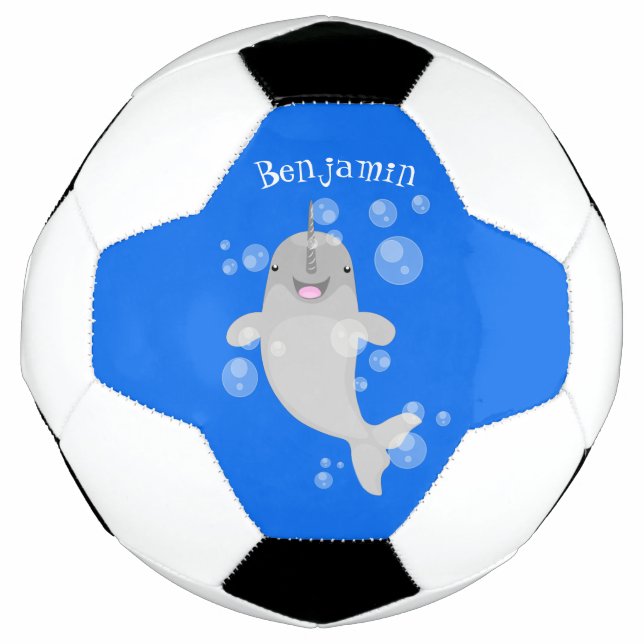 Ballon De Foot Caricature de bulles de narval joyeux (Devant)
